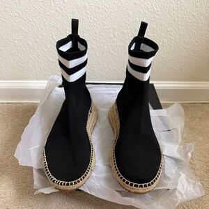 Alexander Wang Dylan Knit Black Espadrille Sock Sneakers, 37